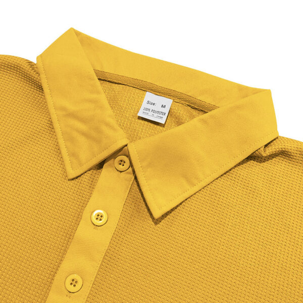 Waffle Short Sleeve Polo Shirt Men's Fashion Summer Lapel Tops - Image 10
